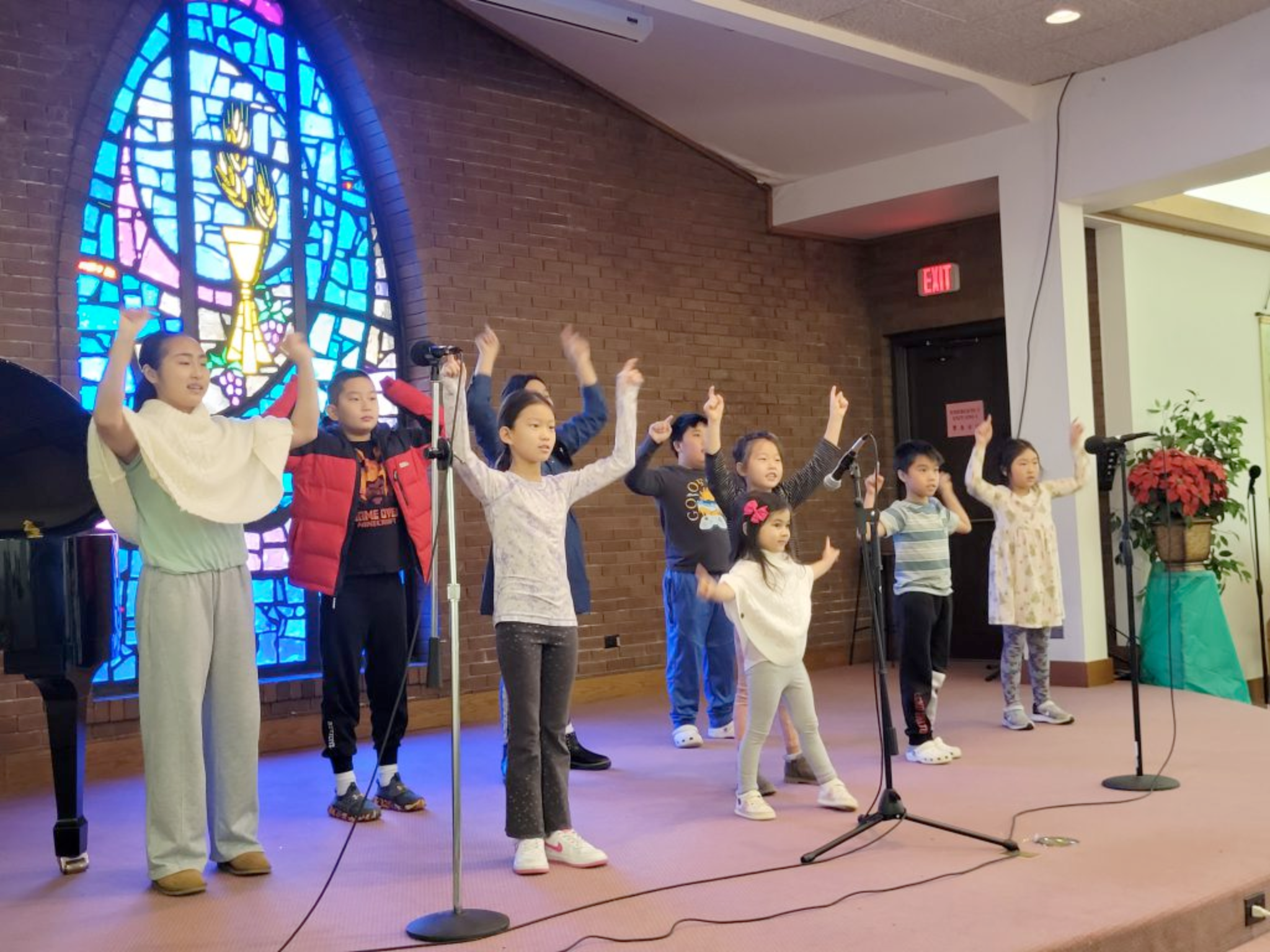 Children singing at church